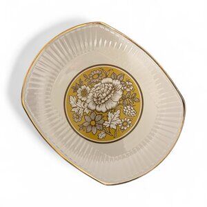 Snowflower China Platter – Made in England – Floral & Gold Trim